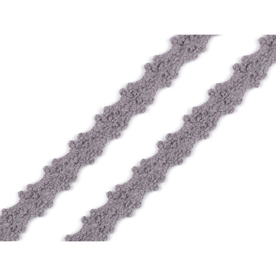 Dantelă bumbac croşetată, lățime 12 mm - Roz pudrat (1 Metru) Dantelă bumbac croşetată, lățime 12 mm - Roz pudrat (1 Metru)