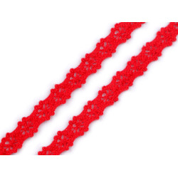 Dantelă bumbac croşetată, lățime 12 mm - Roșu (1 Metru)