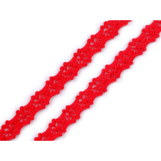 Dantelă bumbac croşetată, lățime 12 mm - Roz pudrat (1 Metru) Dantelă bumbac croşetată, lățime 12 mm - Roz pudrat (1 Metru)