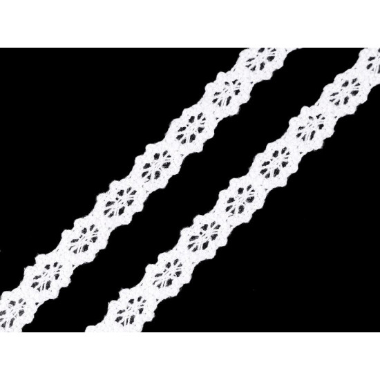 Dantelă bumbac croşetată, lățime 12 mm - Roz pudrat (1 Metru) Dantelă bumbac croşetată, lățime 12 mm - Roz pudrat (1 Metru)