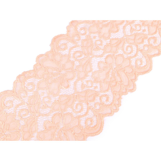 Dantelă elastică / aplicație, lățime 15 cm - Crem deschis (18 Metri) Dantelă elastică / aplicație, lățime 15 cm - Crem deschis (18 Metri)