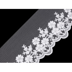 Dantelă brodată pe organza, lățime 90 mm - Off white (1 Metru)
