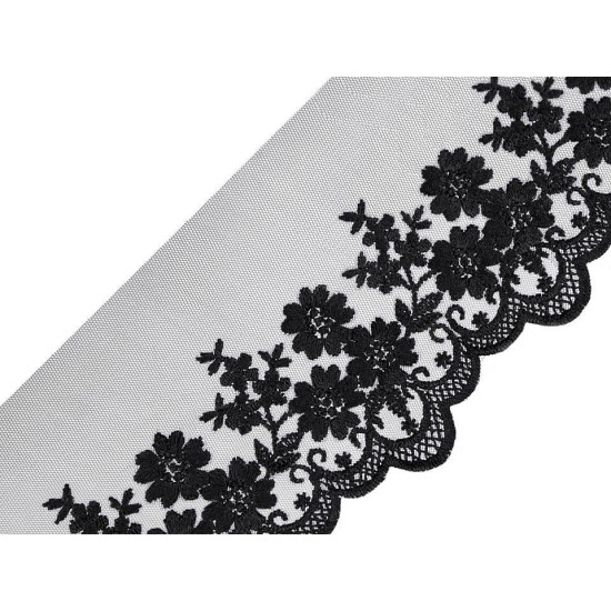 Dantelă brodată pe organza, lățime 90 mm - Off white (1 Metru)
