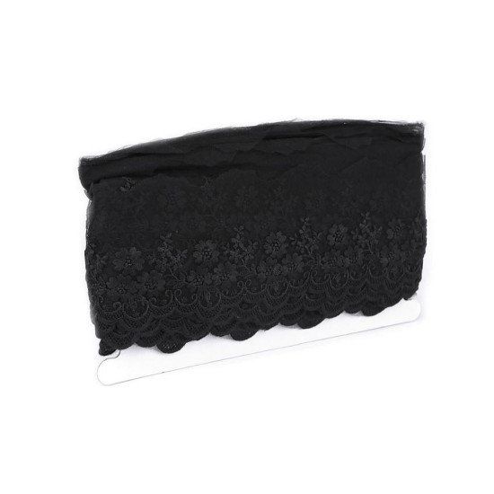 Dantelă brodată pe organza, lățime 90 mm - Off white (1 Metru)