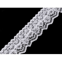 Bandă dublă de dantelă cu volănașe, lățime 40 mm - Alb (1 Metru)