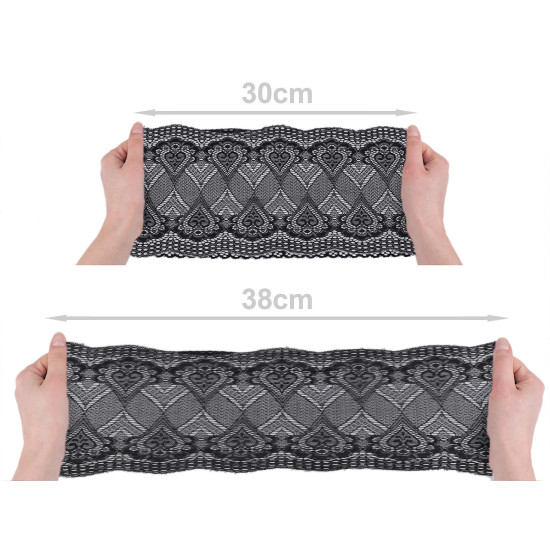 Elastische spitze / einsatz / tischläufer breite 18 cm - Schwarz (1 Meter) Elastische spitze / einsatz / tischläufer breite 18 cm - Schwarz (1 Meter)