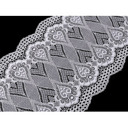 Dantelă elastică, lățime 18 cm - Alb zăpadă (1 Metru)