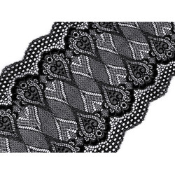 Dantelă elastică, lățime 18 cm - Negru (1 Metru)