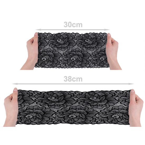 Dantelă elastică, lățime 15,5 cm - Alb zăpadă (1 Metru) Dantelă elastică, lățime 15,5 cm - Alb zăpadă (1 Metru)