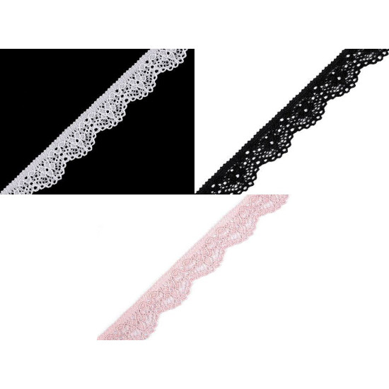 Dantelă elastică, lățime 16 mm - Alb zăpadă (25 Metri) Dantelă elastică, lățime 16 mm - Alb zăpadă (25 Metri)