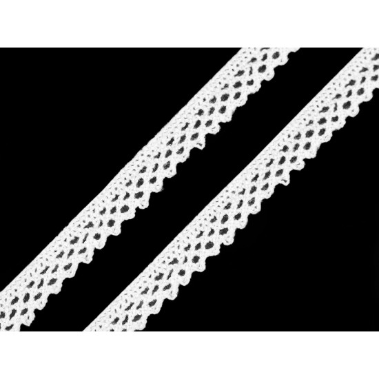 Dantelă bumbac croşetată, lățime 12 mm - Negru (25 Metri) Dantelă bumbac croşetată, lățime 12 mm - Negru (25 Metri)