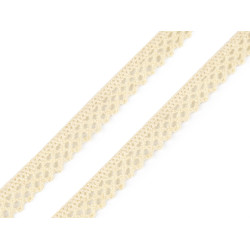 Dantelă bumbac croşetată, lățime 12 mm - Galben vanilie (5 Metri)