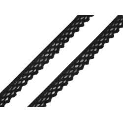 Dantelă bumbac croşetată, lățime 12 mm - Negru (25 Metri)