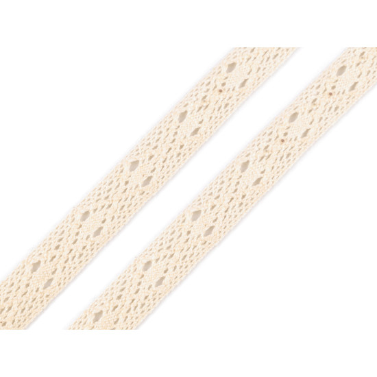 Dantelă bumbac croşetată, lățime 12 mm - Roz antic deschis (50 Metri) Dantelă bumbac croşetată, lățime 12 mm - Roz antic deschis (50 Metri)