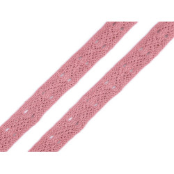 Dantelă bumbac croşetată, lățime 12 mm - Roz antic deschis (100 Metri)