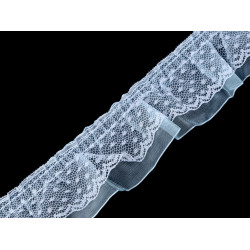 Bandă de dantelă cu volănașe 40 mm - Albastru deschis (1 Metru)