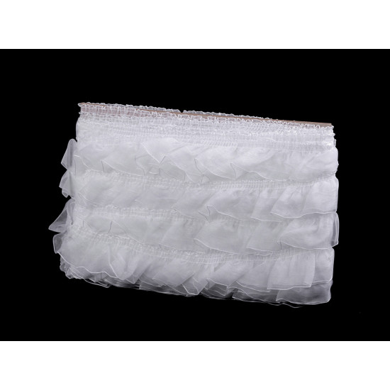 Bandă organza cu volănașe 40 mm - Alb (1 Metru) Bandă organza cu volănașe 40 mm - Alb (1 Metru)