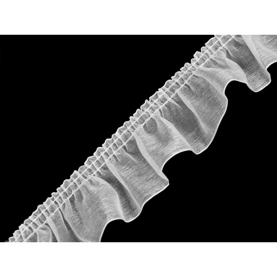 Bandă organza cu volănașe 40 mm - Alb (1 Metru) Bandă organza cu volănașe 40 mm - Alb (1 Metru)