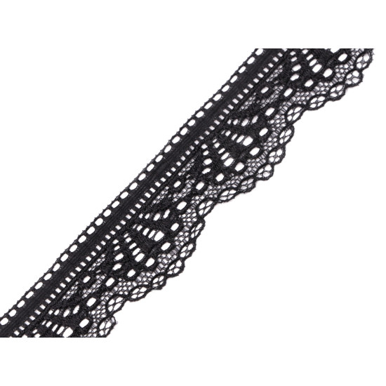 Dantela elastica 30 mm - Negru (1 Metru) Dantela elastica 30 mm - Negru (1 Metru)