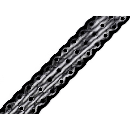 Dantela elastica 30 mm - Negru (1 Metru) Dantela elastica 30 mm - Negru (1 Metru)