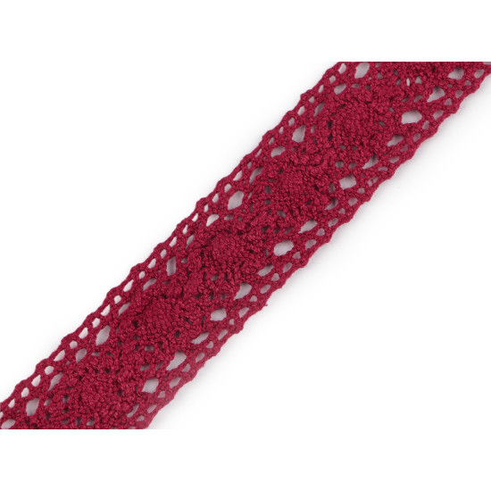Dantela din bumbac, latime 30 mm - Bordo (1 Metru)