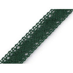 Dantela din bumbac, latime 30 mm - Verde închis (1 Metru)
