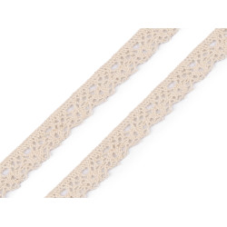 Dantela din bumbac, latime 15 mm - Ecru deschis (1 Metru)