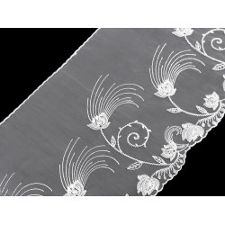 Dantela brodata pe organza latime 20 cm - Off white (1 Metru)
