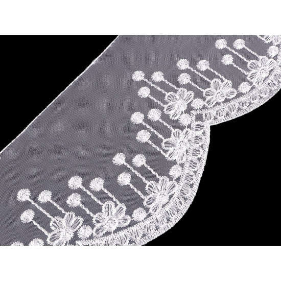 Dantela brodata pe organza latime 18 cm - Roz deschis (1 Metru) Dantela brodata pe organza latime 18 cm - Roz deschis (1 Metru)