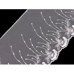 Dantela brodata pe organza latime 20 cm - Off white (1 Metru)