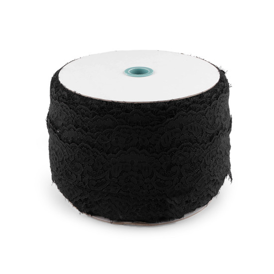 Dantela frantuzeasca elastica latime 90 mm - Negru (15 Metri) Dantela frantuzeasca elastica latime 90 mm - Negru (15 Metri)