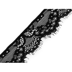 Dantela frantuzeasca elastica latime 35 mm - Negru (1 Metru)
