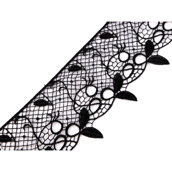 Dantelă guipure 90 mm - Negru (27 Metri) Dantelă guipure 90 mm - Negru (27 Metri)