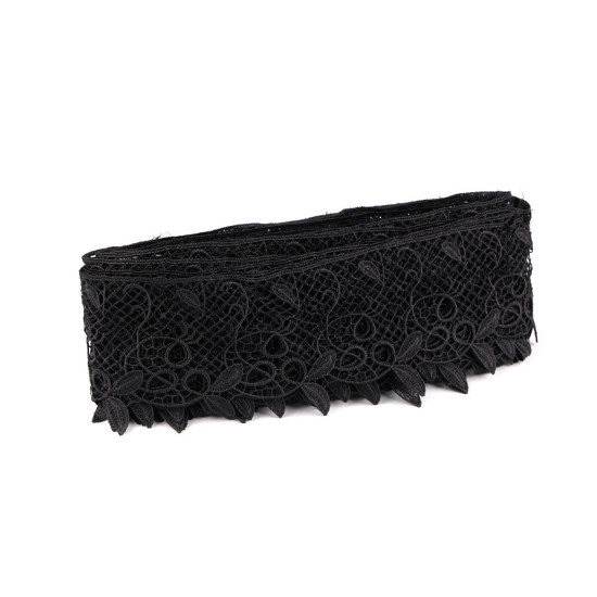 Dantelă guipure 90 mm - Negru (27 Metri) Dantelă guipure 90 mm - Negru (27 Metri)