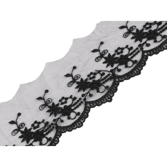 Dantelă brodată pe organza, lățime 70 mm - Off white (1 Metru) Dantelă brodată pe organza, lățime 70 mm - Off white (1 Metru)