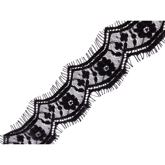 Dantelă franțuzească pentru lenjerie intimă, lățime 65 mm - Negru (27 Metri) Dantelă franțuzească pentru lenjerie intimă, lățime 65 mm - Negru (27 Metri)