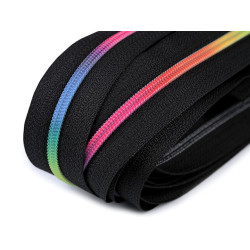 Fermoar spiralat metraj, efect curcubeu no 3 - Negru (1 Metru)