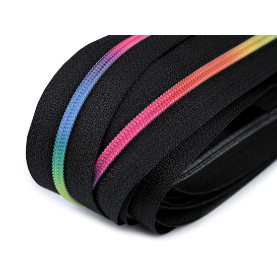 Spiralreißverschluss nr. 3 regenbogenfarbig, meterware - Schwarz (25 Meter) Spiralreißverschluss nr. 3 regenbogenfarbig, meterware - Schwarz (25 Meter)