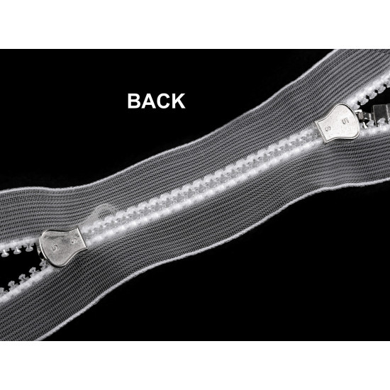 Fermoar plastic detașabil, no 5 două cursoare, lungime 70 cm - Transparent (10 Bucăți) Fermoar plastic detașabil, no 5 două cursoare, lungime 70 cm - Transparent (10 Bucăți)