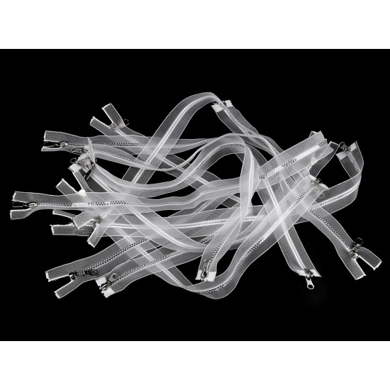 Fermoar plastic detașabil, no 5 două cursoare, lungime 90 cm - Transparent (1 Bucată) Fermoar plastic detașabil, no 5 două cursoare, lungime 90 cm - Transparent (1 Bucată)