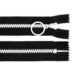 Fermoar din plastic colorat no 5 lungime 15 cm cu cursor decorativ - Negru (1 Bucată)