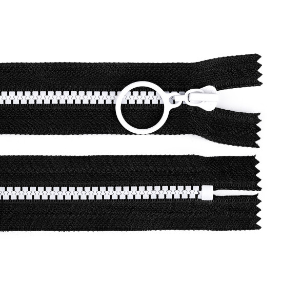 Fermoar din plastic colorat no 5 lungime 15 cm cu cursor decorativ - Negru (1 Bucată)