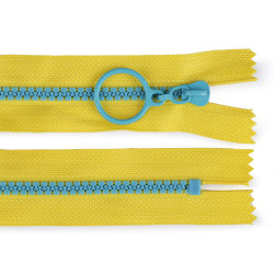 Fermoar din plastic colorat no 5 lungime 15 cm cu cursor decorativ - Galben (1 Bucată)