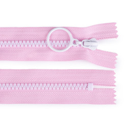 Fermoar din plastic colorat no 5 lungime 15 cm cu cursor decorativ - Roz deschis (1 Bucată)