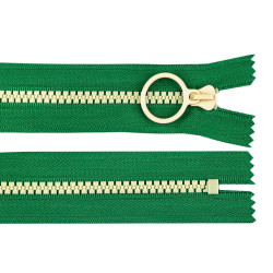 Fermoar din plastic colorat no 5 lungime 15 cm cu cursor decorativ - Verde (1 Bucată)