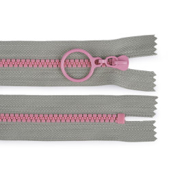 Fermoar din plastic colorat no 5 lungime 15 cm cu cursor decorativ - Gri deschis (1 Bucată)