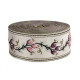 Panglică cu motiv floral țesut metraj, lățime 60 mm - Bej deschis (1 Metru)