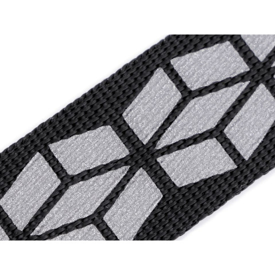 Chingă cu imprimeu reflectorizant, lățime 20 mm - Negru (1 Metru) Chingă cu imprimeu reflectorizant, lățime 20 mm - Negru (1 Metru)