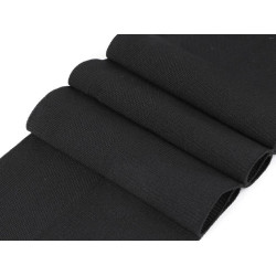 Betelie / bandă tricot elastic cu tunel pentru șnur, 14x90 cm - Negru (1 Bucată)