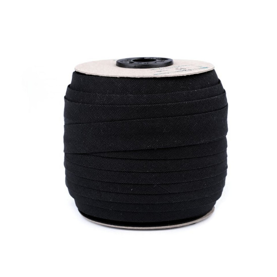 Bandă bias din bumbac, lățime 20 mm - Negru (1 Metru) Bandă bias din bumbac, lățime 20 mm - Negru (1 Metru)